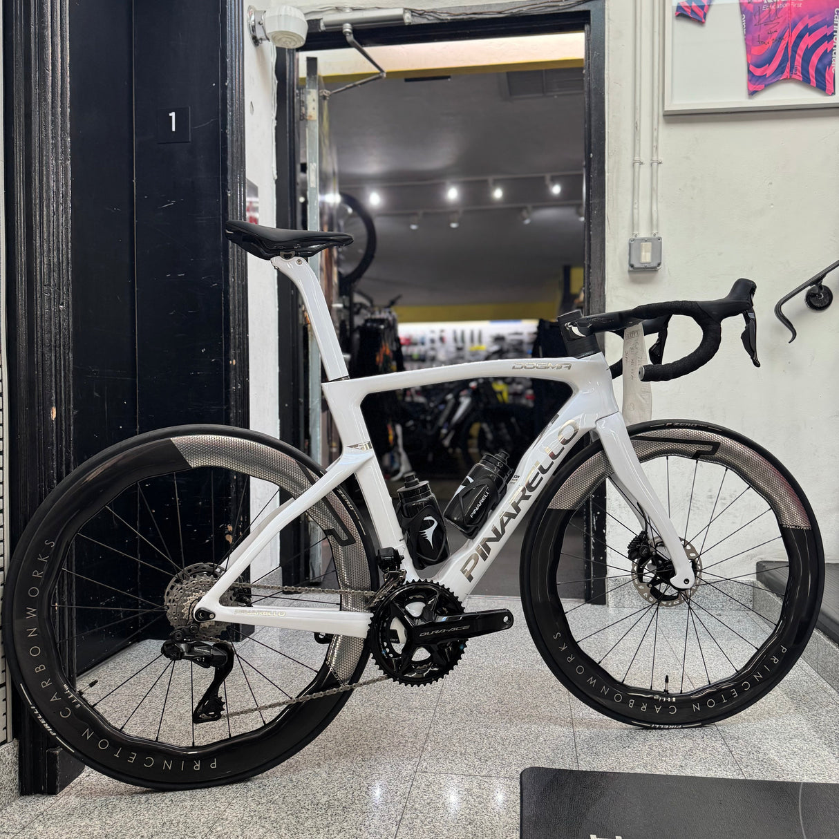 Pinarello Dogma F Dura Ace Di2 Carbon Road Bike with Princeton Wake 6560 - B633 - Crystal White - 54cm