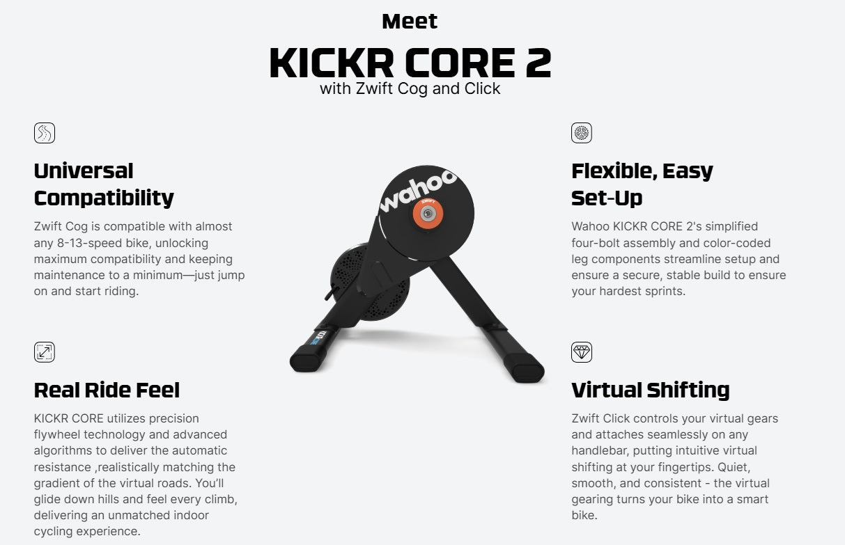 KICKR CORE 2 with Zwift Cog and Click